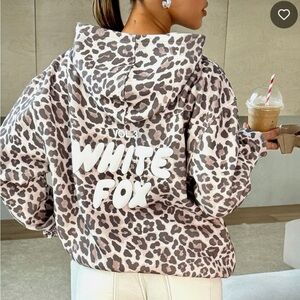 NWT LEOPARD PRINT WHITEFOX OVERSIZED HOODIE